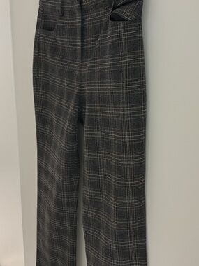 Theory Gray Plaid Straight-Leg Pants